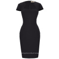 Grace Karin Ladies Stock Cor Black Color Sleeve Retro Vintage Hips Wrapped Body com Pencil Dress CL008947-1